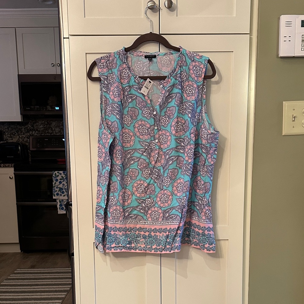 Talbots Floral Sleeveless Blouse - Pink and Blue